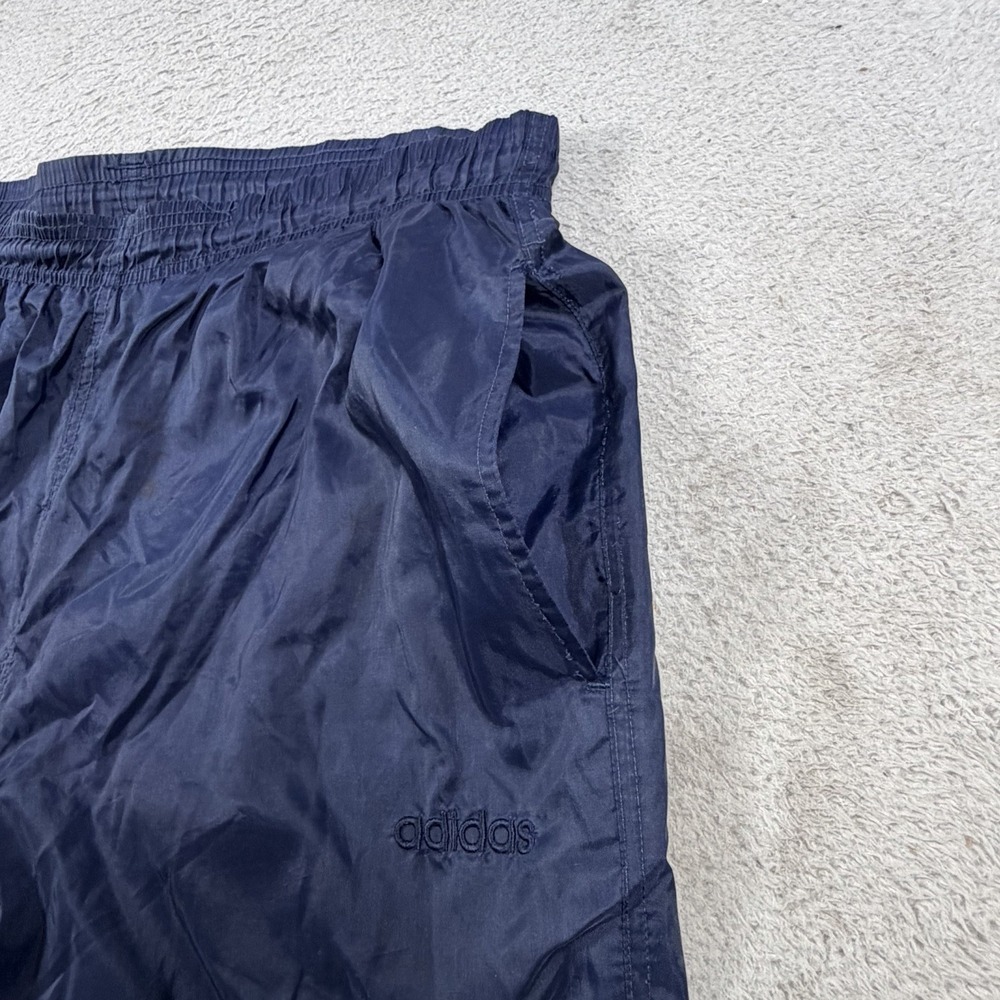 Vintage Adidas Windbreaker Pants Mens Large Navy Lined Drawstring Zip Ankle Gym - Picture 5 of 11